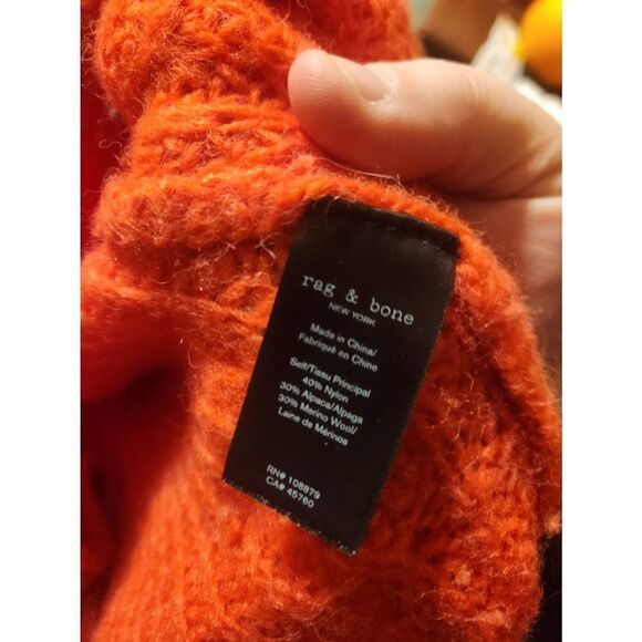 Rag & Bone Joseph Wool Blend V-Neck Sweater in Bright Coral sz XS - Picture 3 of 3